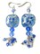 Blue lampwork dangle earrings, flower earrings, drop earrings, crystal earrings, fun earrings, beaded earrings, gift for her, birthday gift product 1